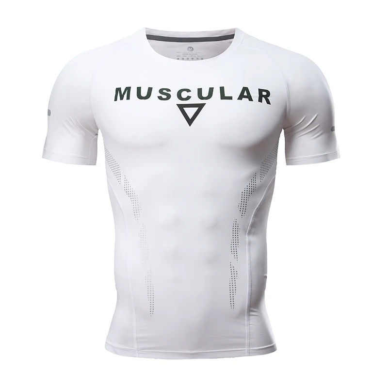 Новый Быстросохнущий Топ Мужская футболка тренажерный зал фитнес колготки топ