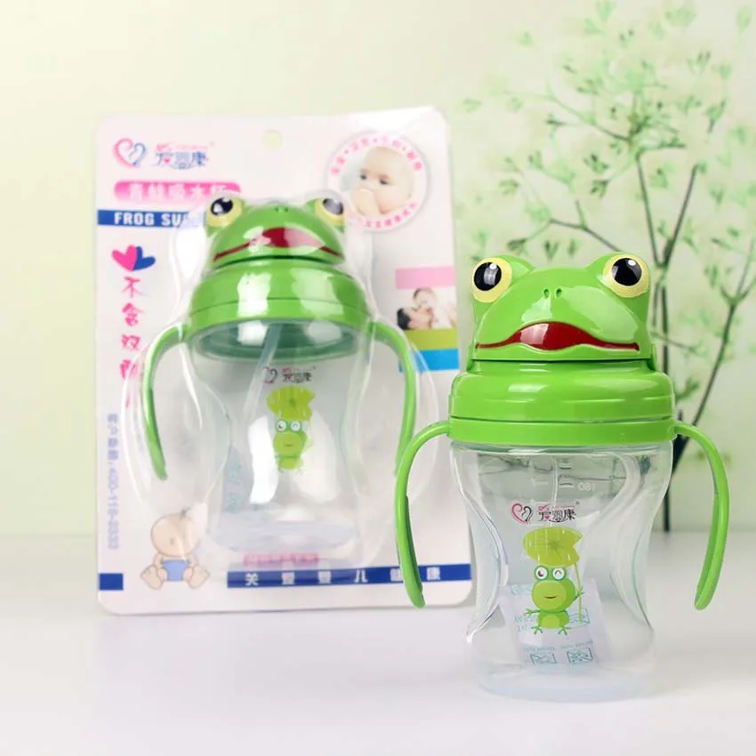 240ML Durable Baby Kids Straw Cup Drinking Bottle Sippy Cups with Handles Cute Frog &amp Bee Design | Мать и ребенок