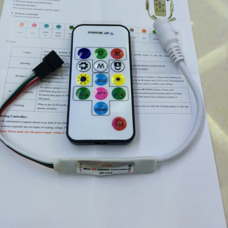

DC5V RF 14key дистанционный мини пиксель WS2801 WS2811 WS2812 SK6812 WS2812B RGB контроллер DC разъем