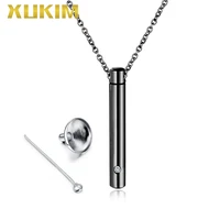 wpo407 7 xukim jewelry perfume necklace charms cylinder pet bone ash box pendant necklace