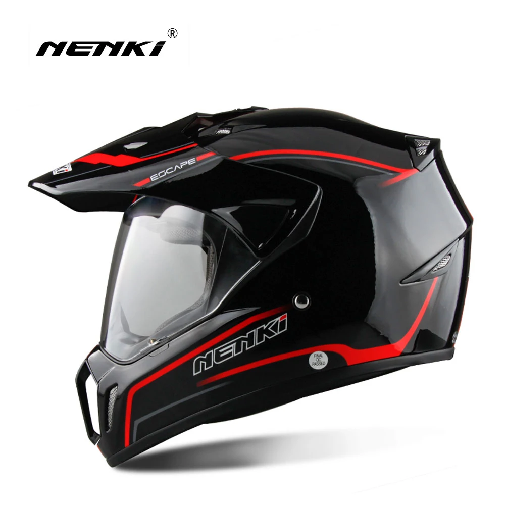 Black red NENKI черный мотоциклетный шлем полный шлем для мотокросса мужские Приключения Горные DH Гонки Каско Мото шлем точка - Цвет: Black red