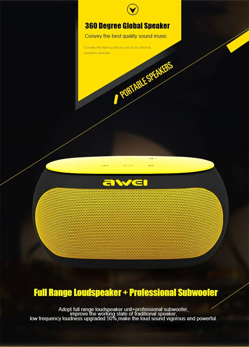 Awei Y200 Bluetooth динамик стерео беспроводной портативный мини-динамик s Поддержка TF карты AUX вход с микрофоном звуковая коробка