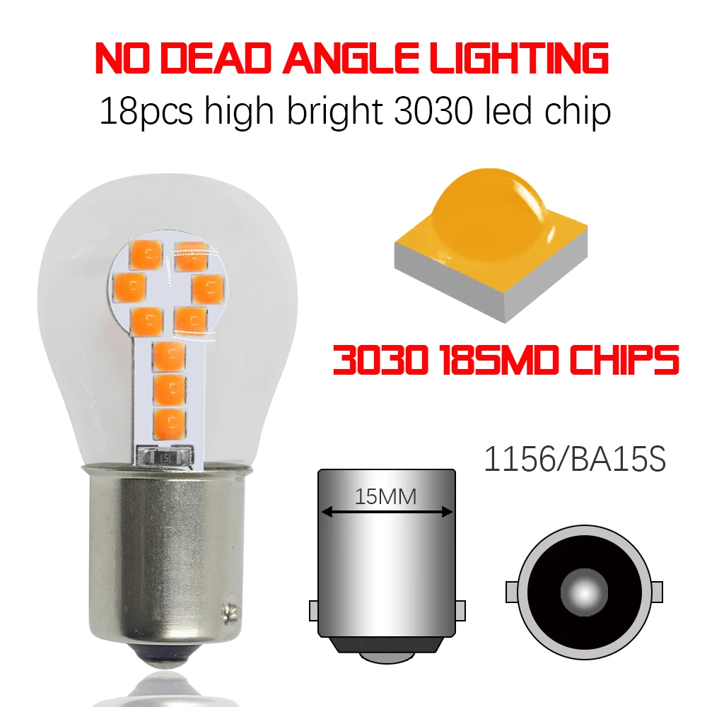 Дневный ходовой светильник 1 шт. S25 1156 P21W BA15S BAY15D P27W 1157 3030 18SMD|Сигнальная лампа| |