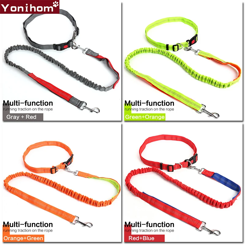 

Pet Dog Leash Nylon Hands Free Leashes Waist Leash for Dogs Cat Puppy Pet Adjustable Running Jogging Elastic Dog Leashes Set