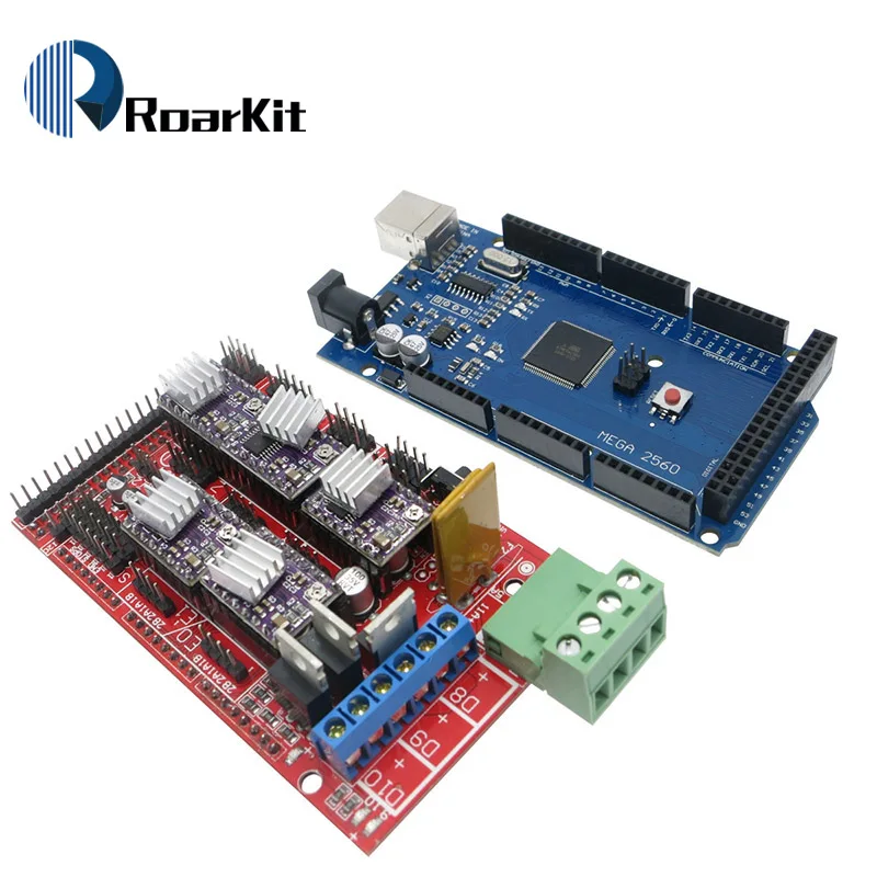 3d принтер 1 шт. Mega 2560 R3+ 1 шт. RAMPS 1,4 панель управления+ 5 шт. DRV8825 шаговый двигатель носитель Reprap