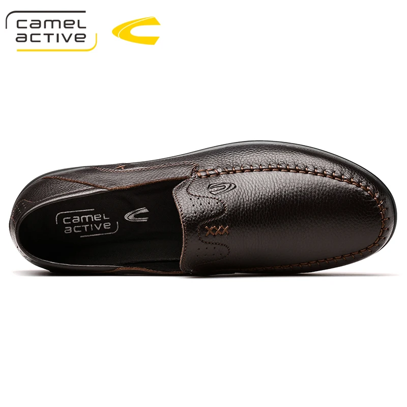 Camel Active 2018 Brand New Luxury Men Brown Loafers Patchwork Of Genuine Leather Casual Shoes Round Toe Slip On Dress | Обувь