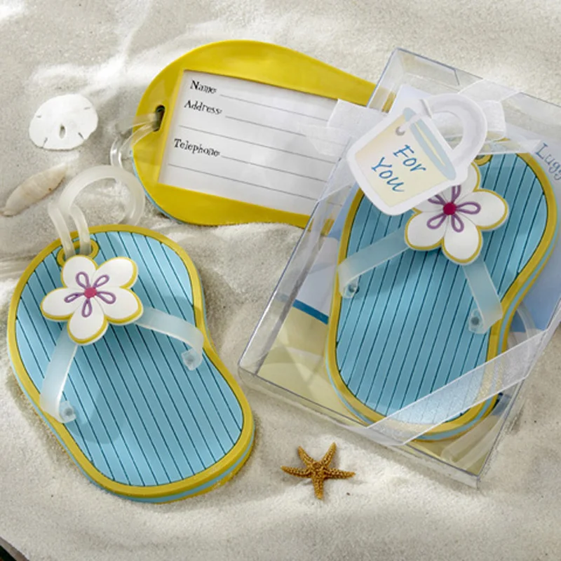

FREE SHIPPING Flip-Flop Luggage Tags in Beach Themed Box 50pcs/LOT LOWEST PRICE Wedding favors and gifts Bridal shower