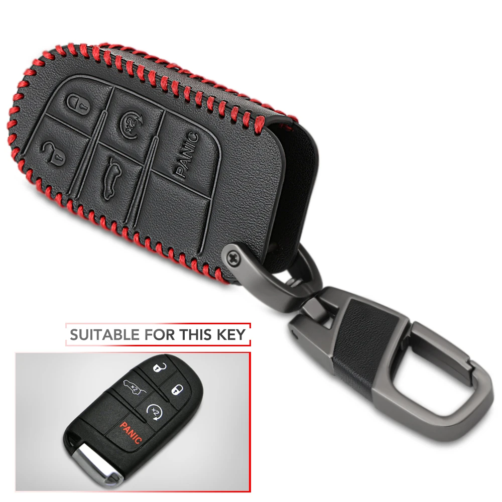 Кожаные чехлы для ключей с 5 кнопками Fiat Dodge Charger Dart Challenger Durango Jeep Grand Cherokee Chrysler 300 Smart