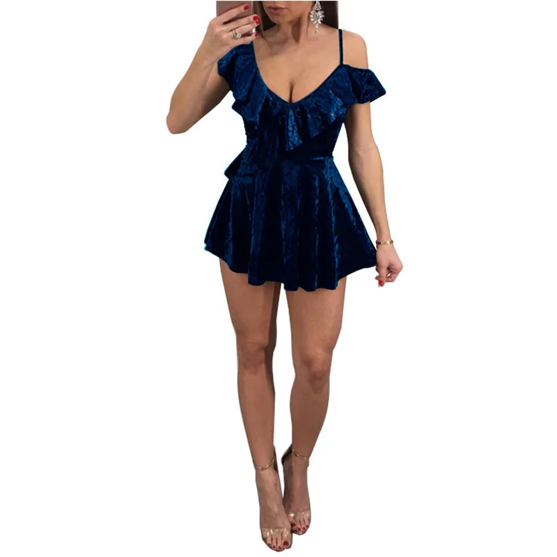 Summer Nightclub Sexy Spaghetti Strap Dress Fashion Solid Color High Waist Backless Ruffles Women Dresses New Style Female | Женская