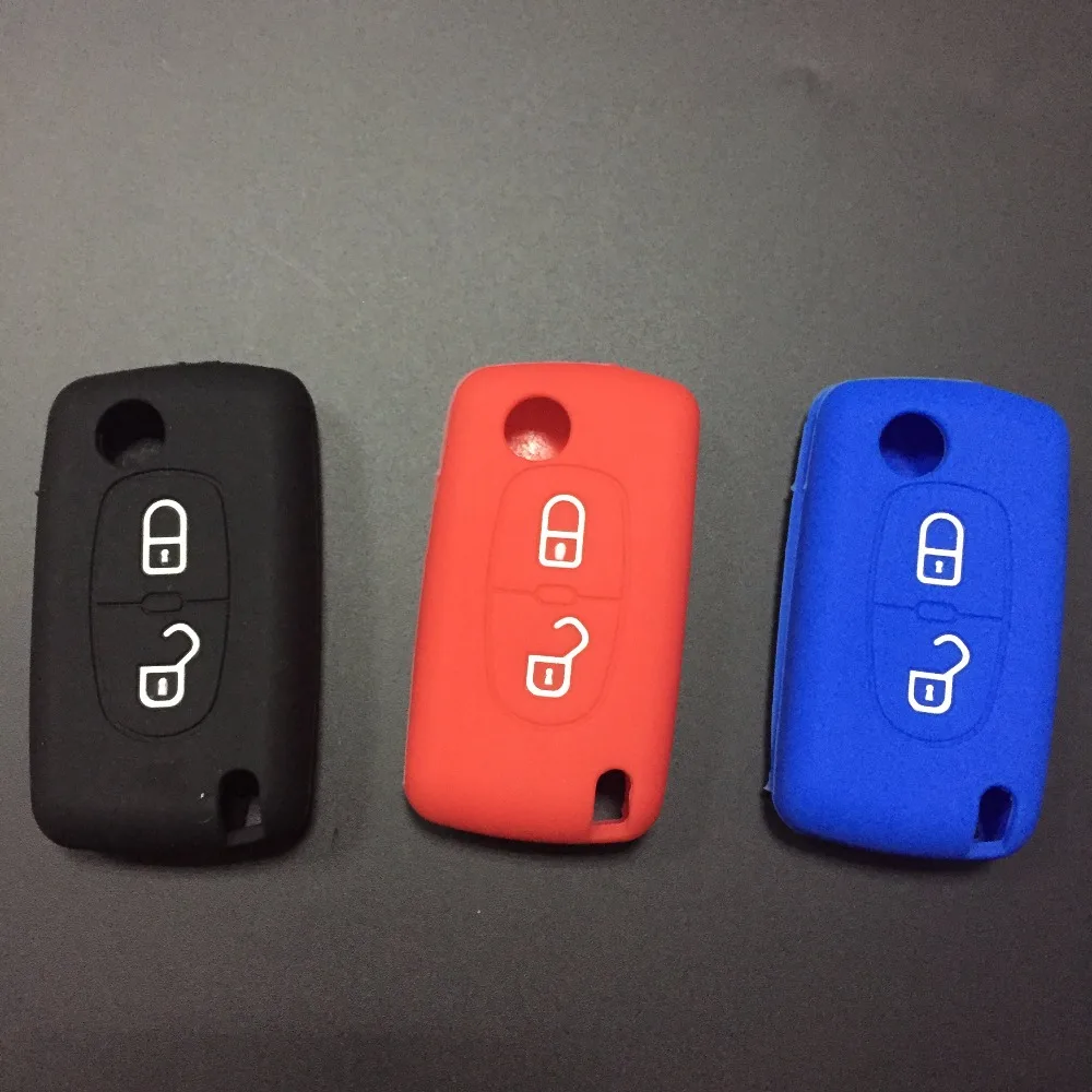 Силиконовый чехол для автомобильного ключа комплект fob держатель Peugeot 206 208 207 3008 308