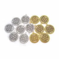 20 x tibetan silvergold color hollow flower of life round charms pendants for diy handmade jewelry making findings