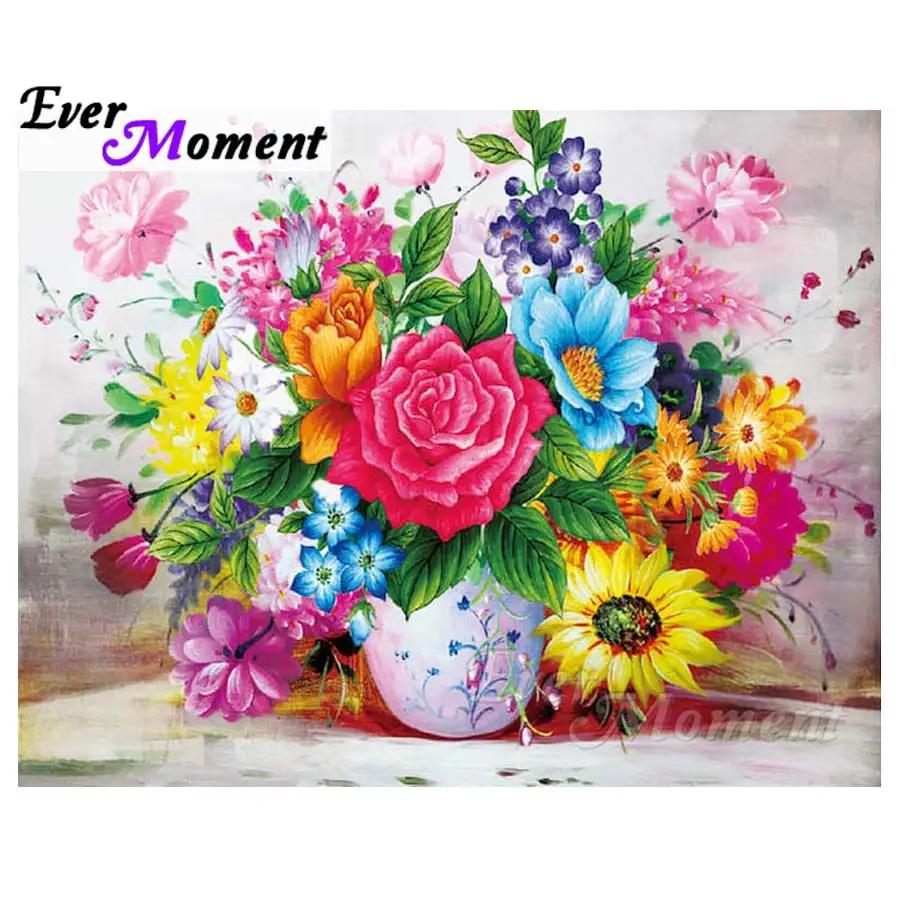 Когда-нибудь момент алмазов картина 5D цветочным принтом в стиле сделай сам ваза