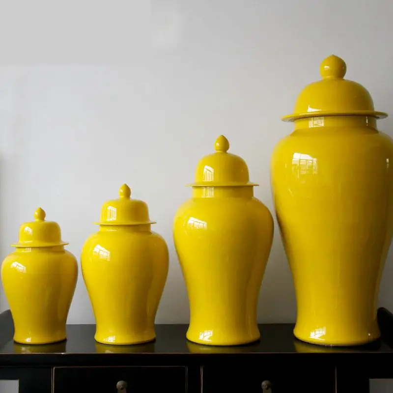 

Jingdezhen керамическая банка для дужек ручной работы желтая глазурованная кастрюля орнамент ваза домашнее украшение мягкая мебель для комнаты фарфоровая фотография