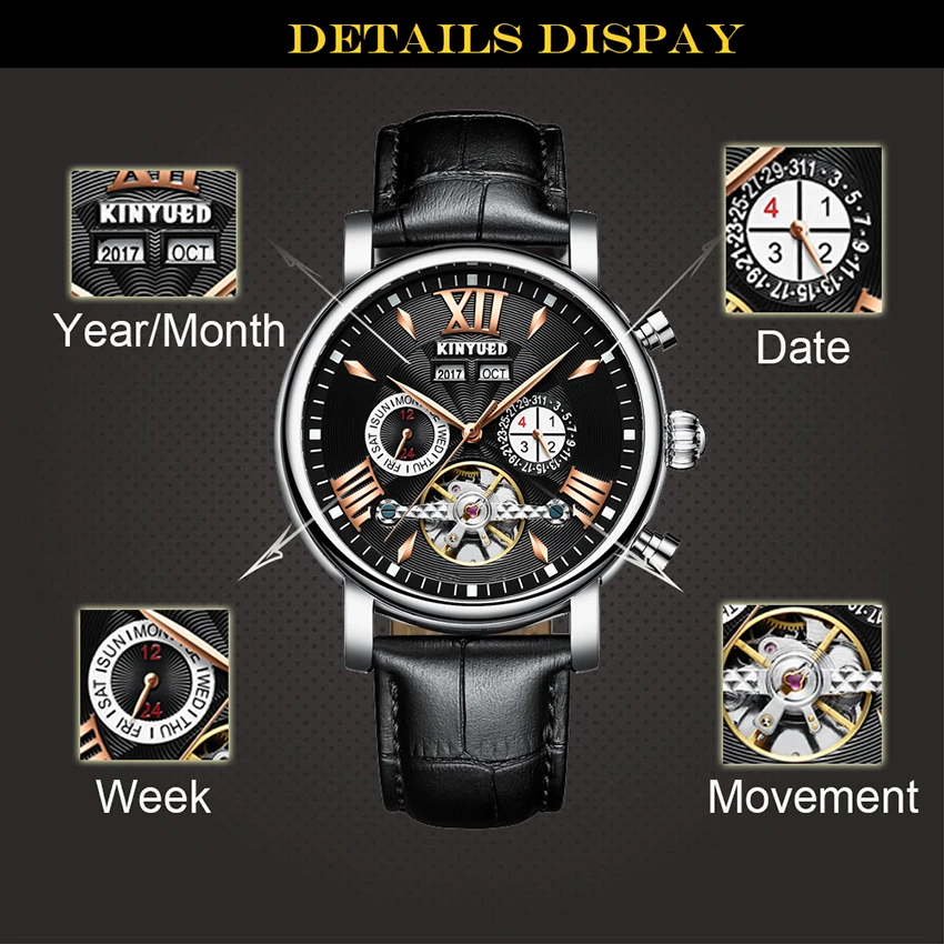Часы KINYUED мужские с вечным календарем|wristwatch brand|wristwatch menswristwatch mens automatic |