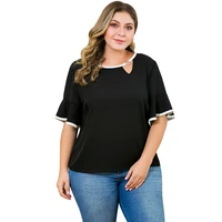 plus size women chiffon short sleeve blouses ladies loose round neck casual blouse 2019 summer fashion womens tops and blouses
