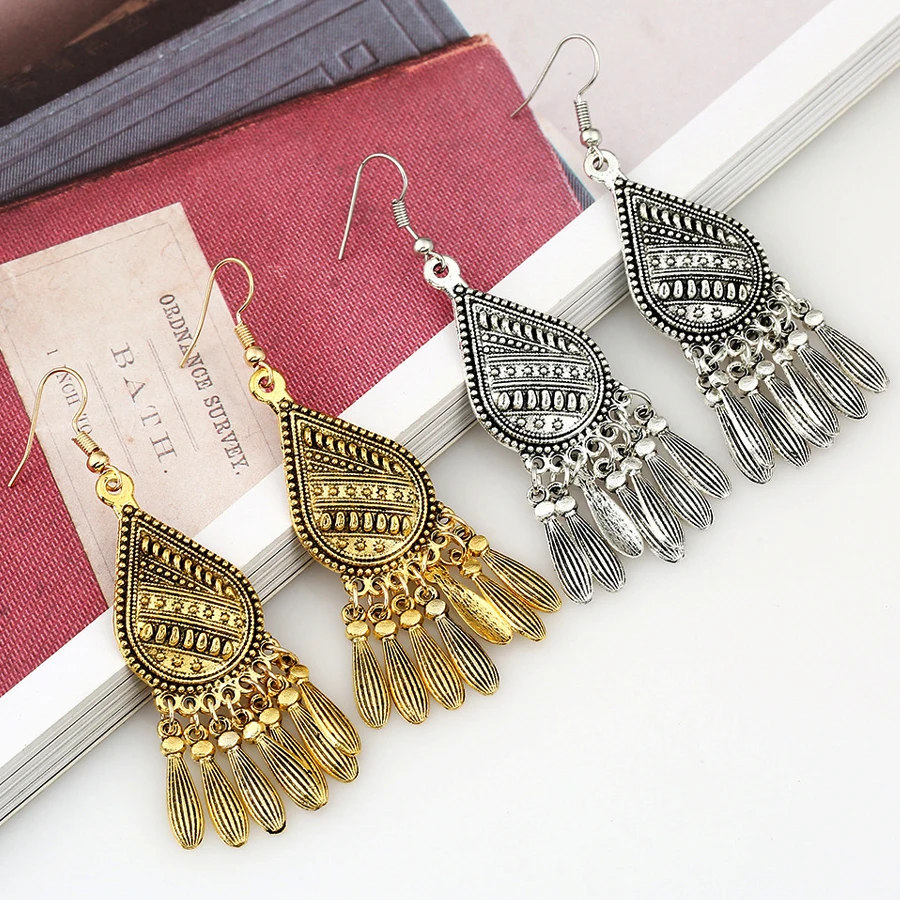 SHEEGIOR NEW Ethnic Long Earrings for Women Fashion Jewelry Bohemian Vintage Bronze Water Drop Pendant Earring Bijoux Femme Gift | Украшения