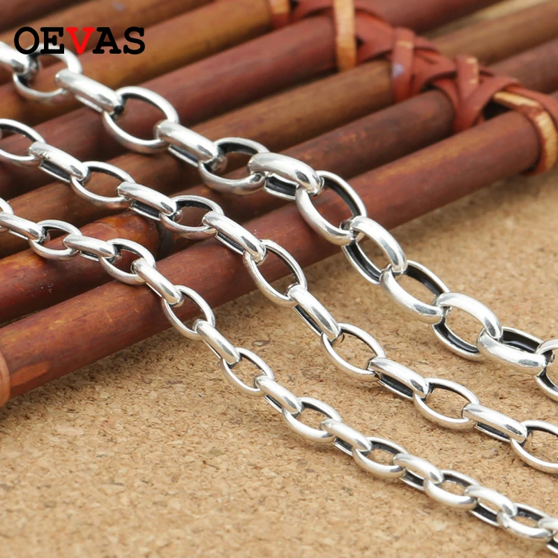 

4mm/5mm/6mm 925 Sterling Sliver Link Chain Necklaces S925 Silver 45cm to 70cm Original Thai Silver Women Men Necklace Jewelry