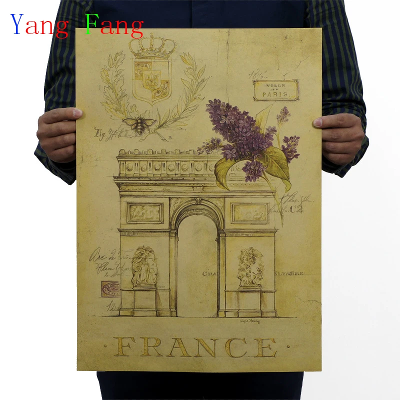 Плакаты в винтажном стиле-Триумфальная арка Парижа и бумажный ретро-плакат стиле