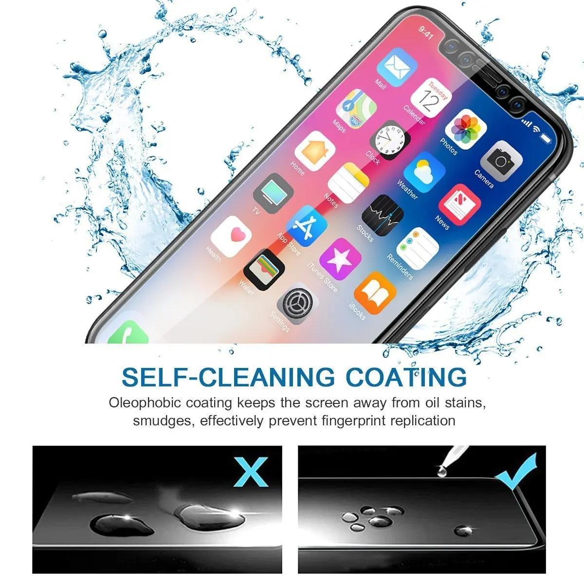 RZP 9H полное покрытие протектор экрана для iPhone X 6 7 закаленное стекло на Th S 8 + Plus