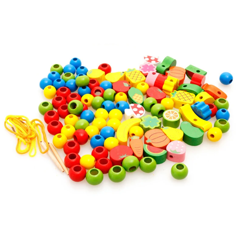 Обучение Образование Деревянные Игрушечные лошадки 82 шт. Ежик фрукты резьбы