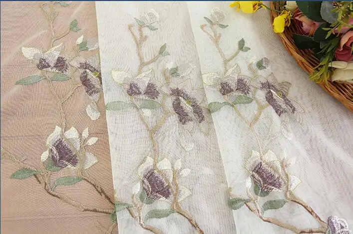 1pc tulle Китайский Хлопок Лен вышитые затемненные занавески s для гостиной окно Классическая балдахин занавески отвесные для спальни - Цвет: 1pc tulle