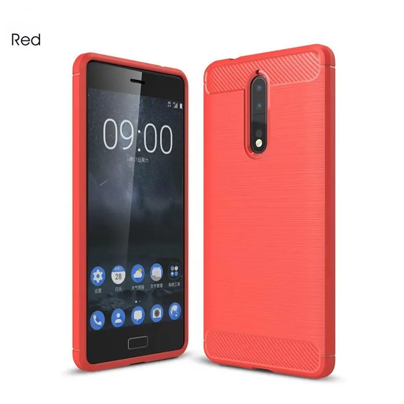 For Nokia 8 Cases Cover Carbon Fiber Texture Brushed Soft Silicone TPU Back Nokia8 TA-1012 Case 5.3 inch |