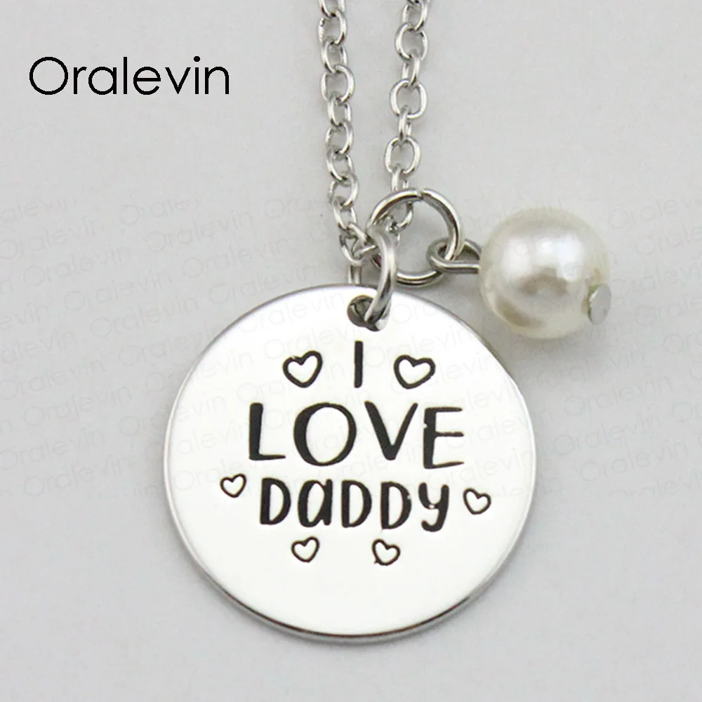 

Hot Sale I LOVE DADDY Inspirational Hand Stamped Engraved Custom Pendant Necklace for Women Gift Jewelry,10Pcs/Lot, #LN1961