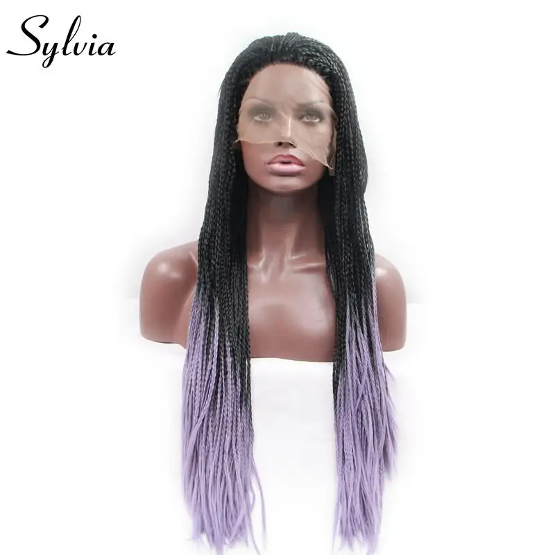 Sylvia черный до Фиолетовый 2 T Ombre плетеные косички Синтетические Кружева передние