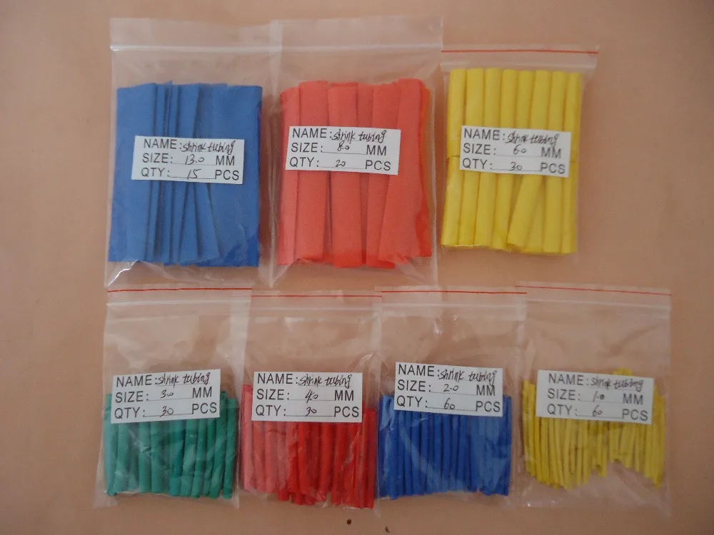 

245pcs/lot heat shrink tubing kits 1.0/2.0/3.0/4.0/6.0/8.0/13.0mm shrink ration 2:1 PCS material