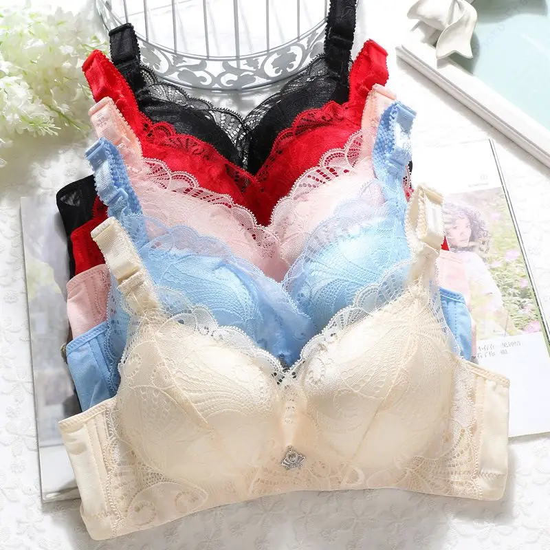 Lace Sexy Women Push Up Bras Wire Free 3/4 Cup B Shape Underwear Anti Exposure Adjustable Seamless Brassiere Lingerie|Бюстгальтеры| |
