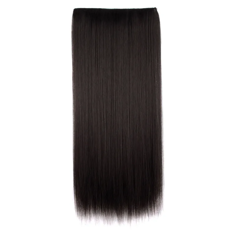 Straight Black MapofBeauty, 20 дюймов, 24 дюйма, длинные волнистые женские волосы для наращивания, 5 зажимов, одна штука, черный, коричневый, Жаростойкие синтетические накладные волосы - Цвет: Straight Black