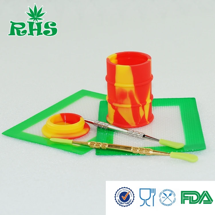 Hot selling 2017 plastic food grade silicone cosmetic container for wax 26ml oil 1set free shipping | Дом и сад