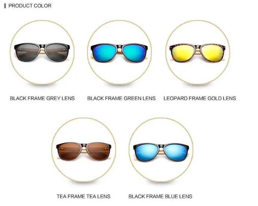 

LongKeeper 2019 Classic Bamboo Arms Sunglasses Women Mirror Brand Designer Sun Glasses Men Black Frame UV400 Wooden Gafas