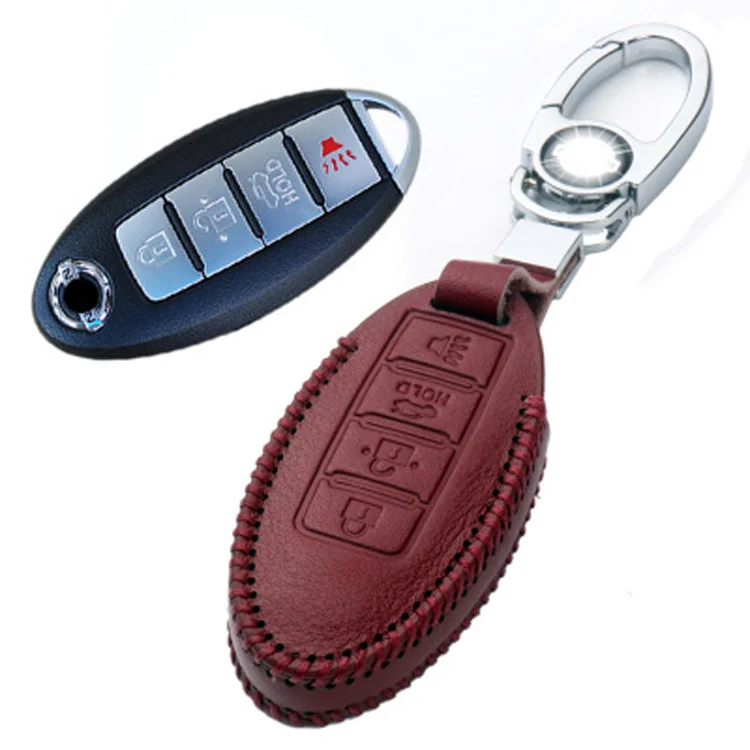 Новый кожаный чехол для ключей с 4 кнопками Nissan Series C|leather key fob holder|key holderfob chain |