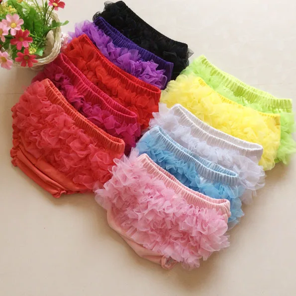 

Cute Baby Girls Chiffon Shorts Infant Toddler Ruffles Bloomer Kids Summer Cotton Diaper Cover Climbing Underwear 3Size 24pcs/lot