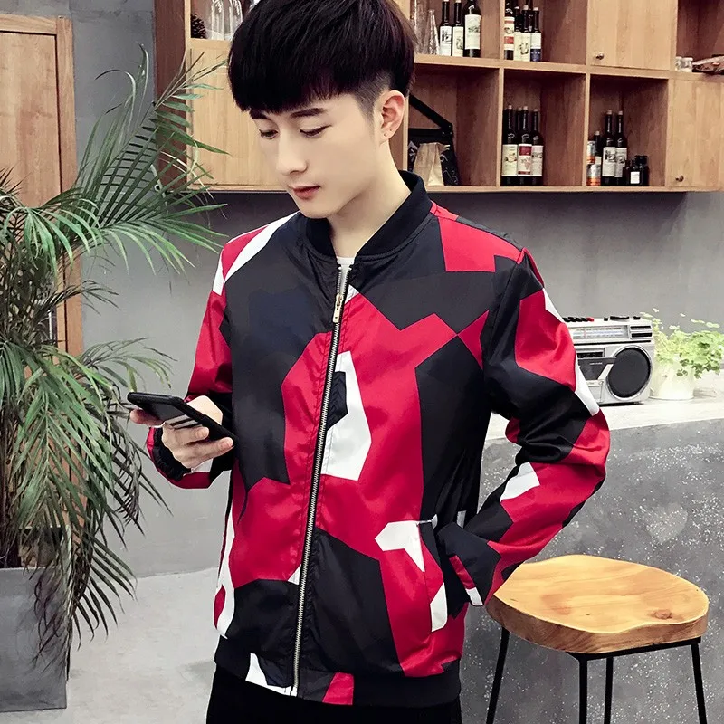 

New Print Jackets Men 2018 Spring Autumn Windbreaker Baseball Jacket Men Slim Casual Jackets Mens Bomber Coat Male Free Shipping