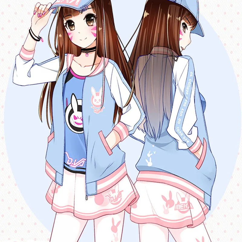 Женская толстовка для девочек Аниме-игра OW D.VA Небесно-Голубой Милый карнавальный