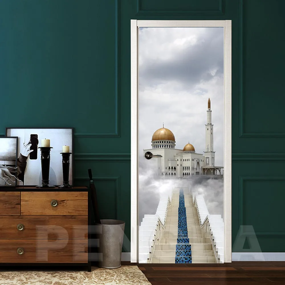 Новые настенные наклейки 3D для двери DIY самоклеющиеся водонепроницаемые обои
