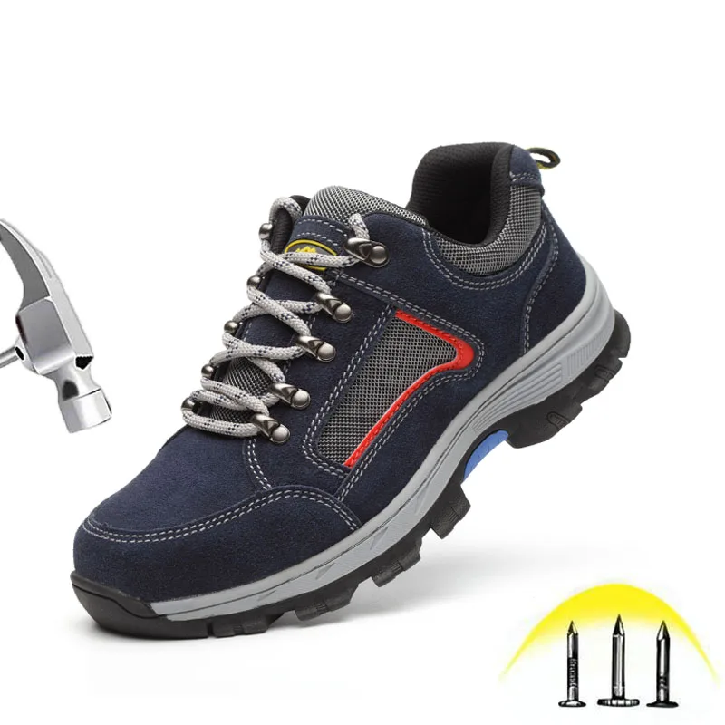 

Steel Toe Shoes Men Safety Work Reflective Strip Waterproof Puncture Proof Footwear Industrial & Construction Leather Shoes