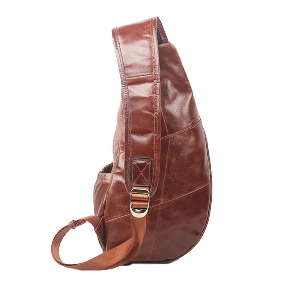 Нагрудная Сумка слинг для мужчин мессенджер из натуральной вощеной воловьей
