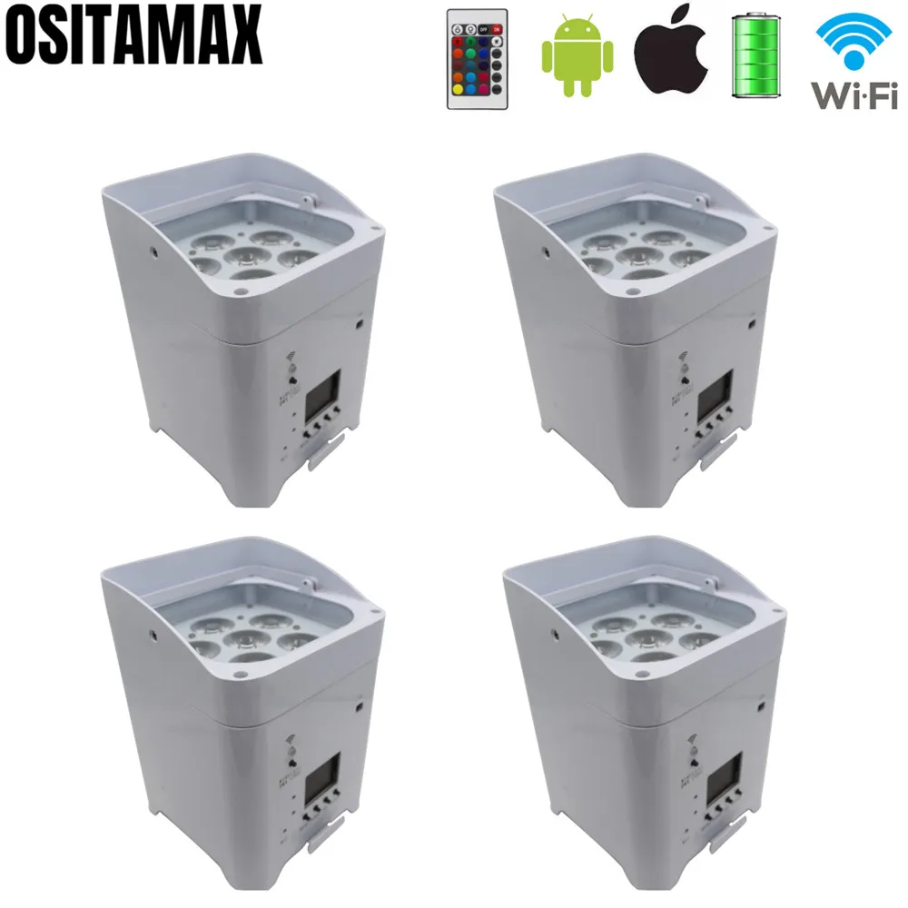 4 шт./лот светодиодный сценический свет 6X18 Вт WIFI Par Uplighting Batery Powered RGBWA UV 6IN1 64 можно
