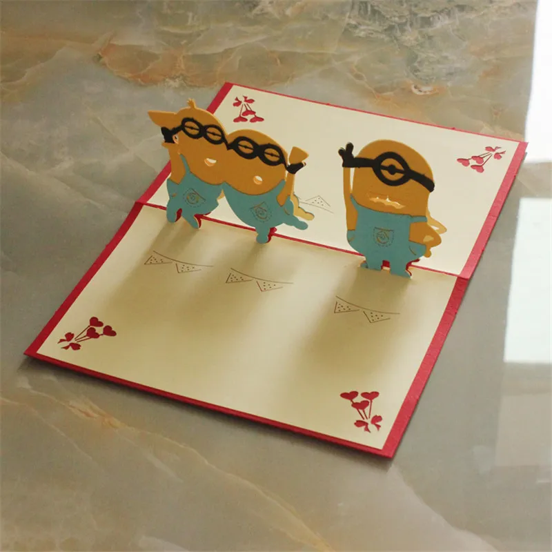 Мини Симпатичный человек Аниме 3D Бумага Лазерная вырезка всплывающие Дети День