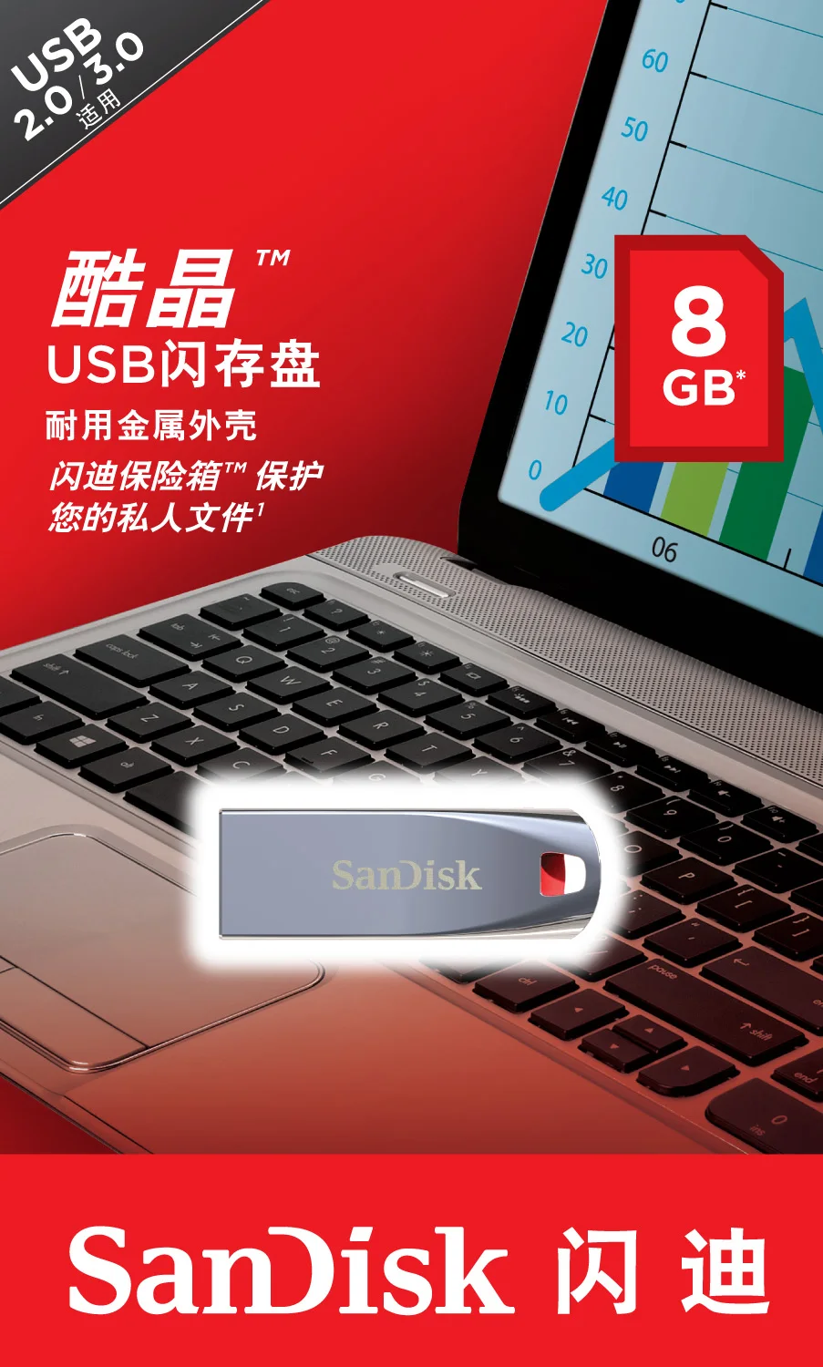 Оригинальный SanDisk металлический USB флеш накопитель 64 ГБ 32 16 8 usb Бесплатная