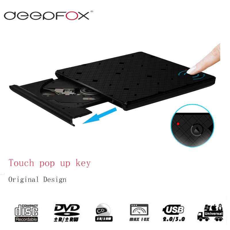 Deepfox USB 3 0 CD/DVD RW ГОРЕЛКА Внешний оптический привод ROM проигрыватель для ноутбука с