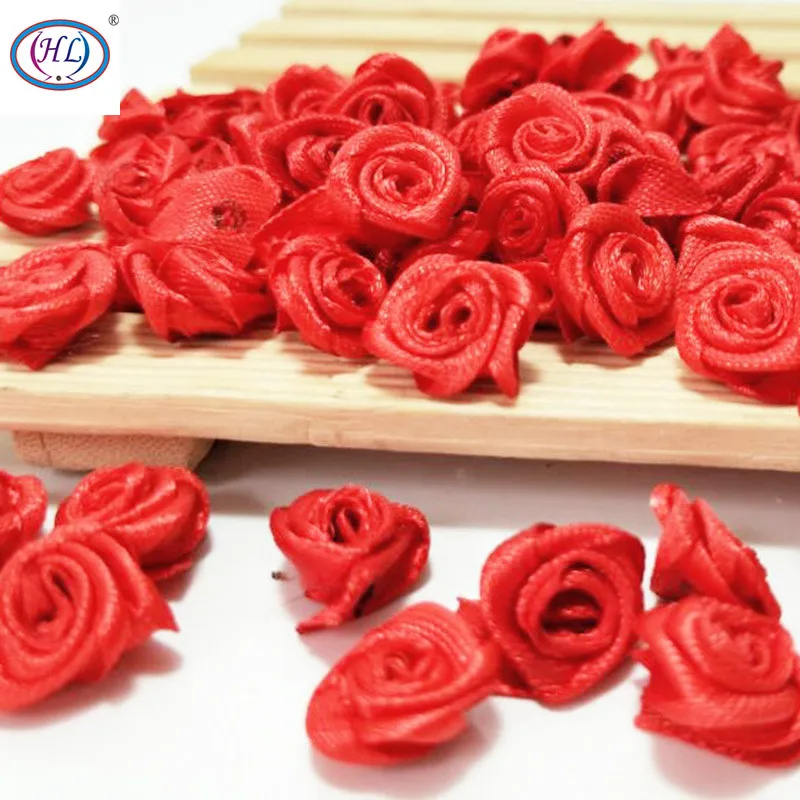 100 шт. красная лента с цветами розы 15 мм A662|flower wedding|flower wedding decorationred ribbon rose |