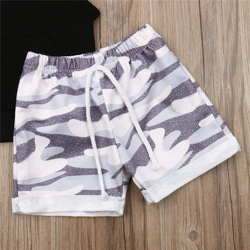 2019 New Kids Baby Boy Clothes Sets Summer Fashion 2Pcs Hoodie Vest Tank Tops+Camo Shorts Cotton Outfits 6M-4Y | Детская одежда и
