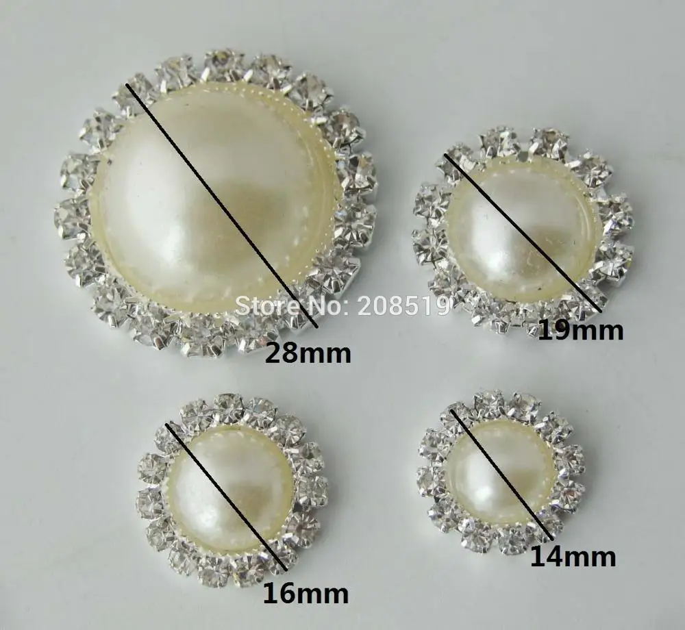 

NBNOKS 100 piece rhinestone buttons with imitated pearls multi-sizes wedding dress decorative buttons