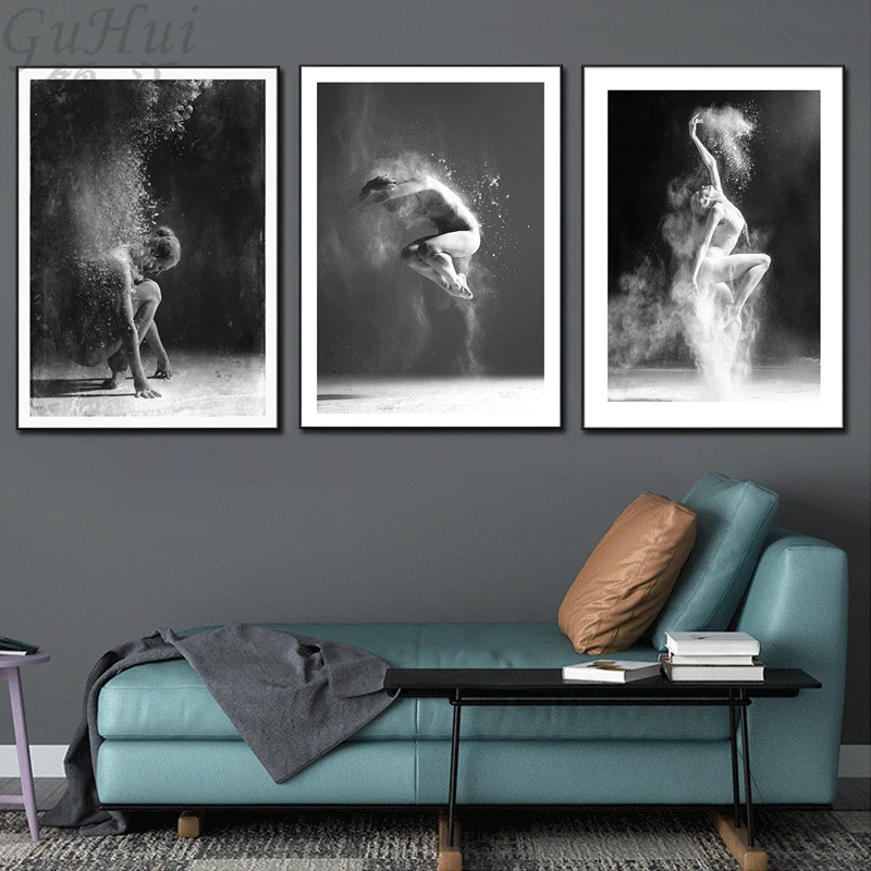 

Black and White Elegant Ballet Dance Poster Prints Photo Nordic Model Girl Portrait Wall Art Pictures Home Decor Canvas Painting