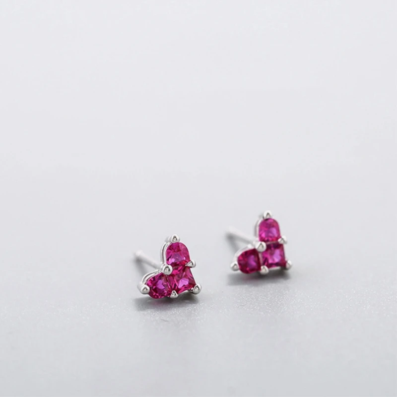 

Cute Heart Mini Simple Wild Fresh Silver Color Trendy Female Stud Earrings For Women Girl Luxury Jewelry Party Gift
