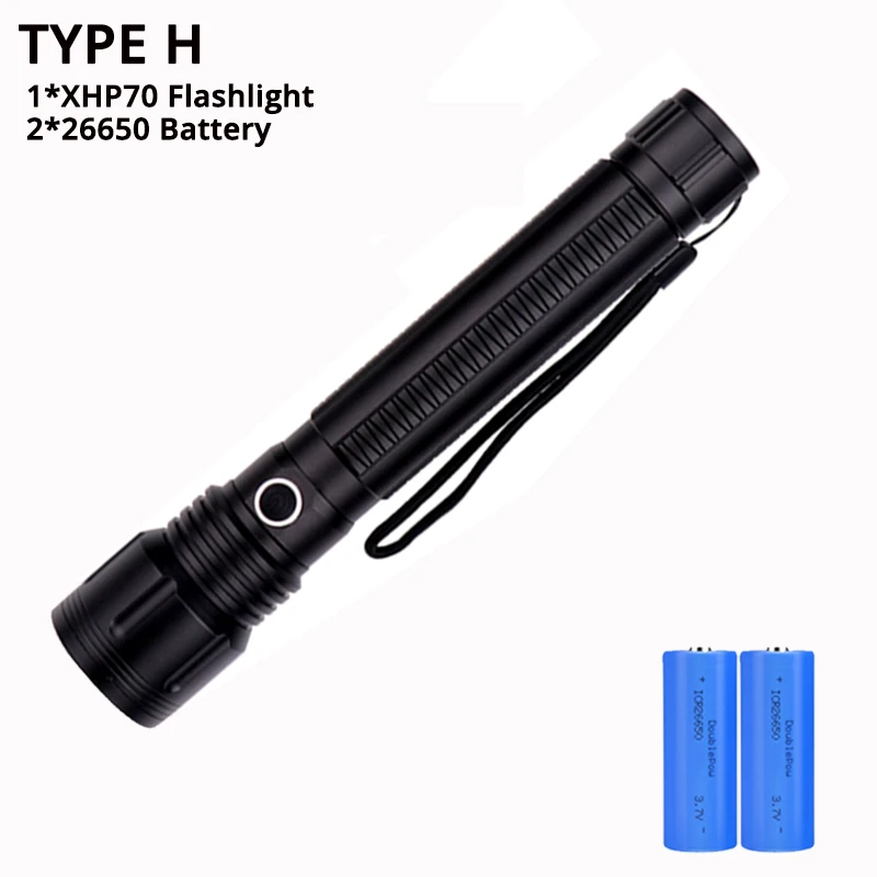 H Самый мощный светодиодный фонарь XHP70/XHP50 с 5 режимами масштабирования, светодиодный фонарь, дальность 500 м, фонарь для кемпинга, охоты, 18650 или 26650 - Испускаемый цвет: H